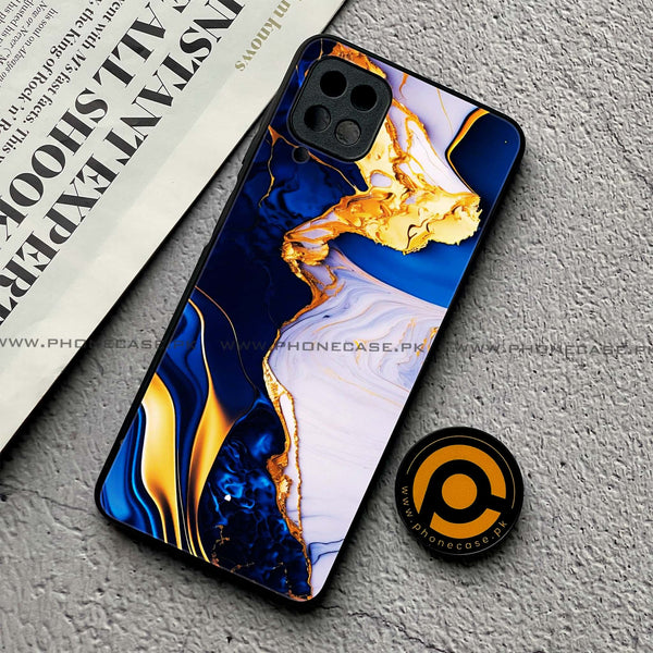 Samsung Galaxy A12/A12 Nacho - Blue Golden Marble - Premium Printed Glass Case