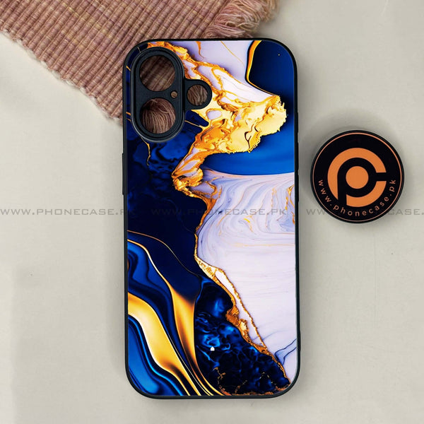 iPhone 17 - Blue Golden Marble - Premium Metal Printed soft Bumper shock Proof Case