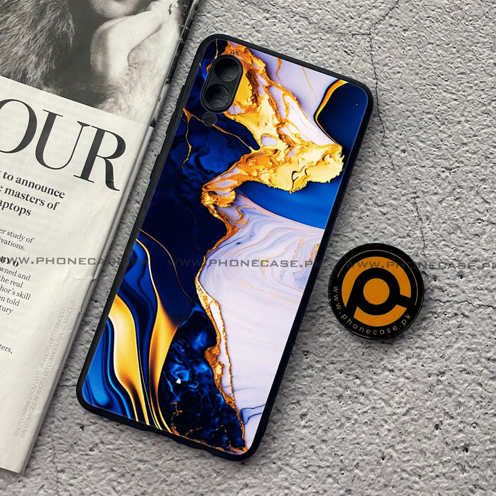 Samsung Galaxy A02 - Blue Golden Marble - Premium Printed Metal Case