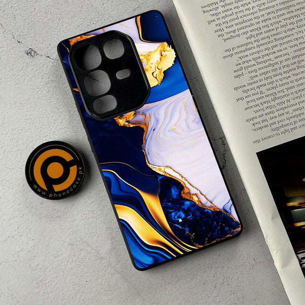 Infinix Note 50 - Blue Golden Marble - Premium Metal Printed Soft Bumper Shockproof Case