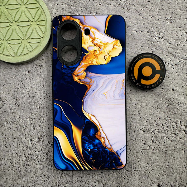 Xiaomi Poco X7 Pro 5G - Blue Golden Marble -  Premium Printed Metal soft Bumper shock Proof Case
