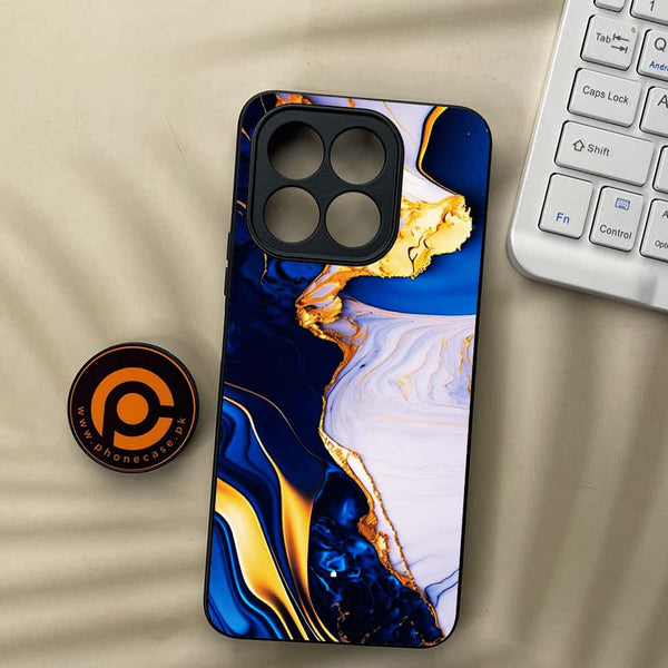 Honor X5b Plus - Blue Golden Marble - Premium Metal Printed soft Bumper shock Proof Case