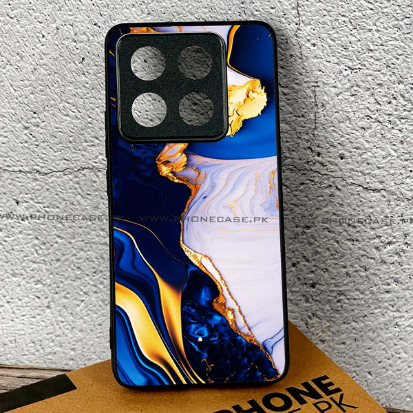 Xiaomi 14T - Blue Golden Marble - Premium Printed Glass soft Bumper shock Proof Case