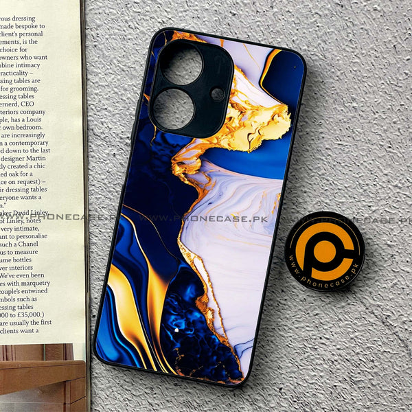 Realme Note 60 - Blue Golden Marble - Premium Printed Metal Soft Case