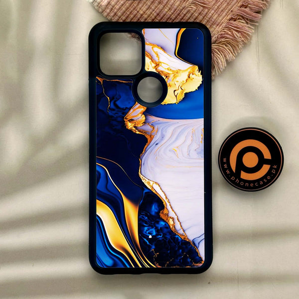 Google Pixel 4a 5G - Blue Golden Marble - Premium Metal Printed Soft Bumper Shock Proof Case