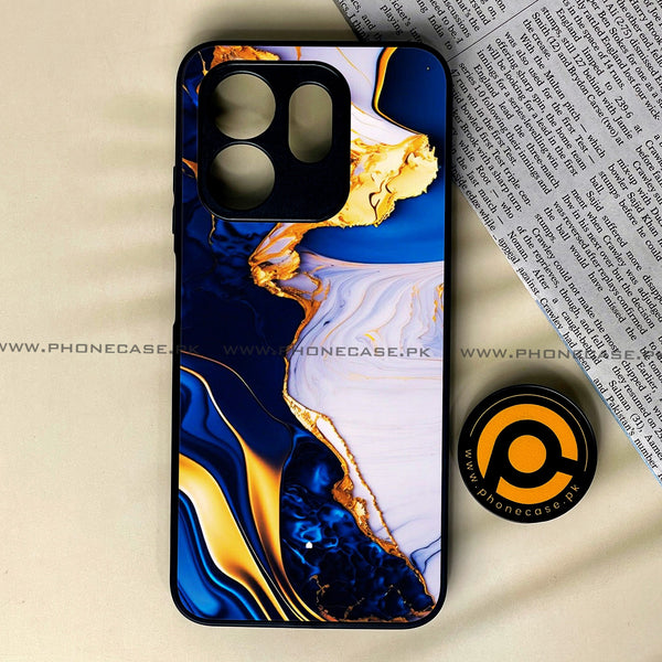 Infinix Smart 9 HD - Blue Golden Marble - Premium Metal Printed soft Bumper shock Proof Case