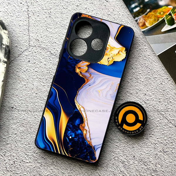 Oppo A5 Pro  - Blue Golden Marble - Premium Printed Metal soft Bumper shock Proof Case