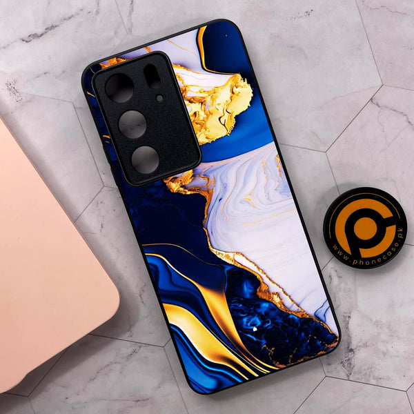 Realme C75x 4G - Blue Golden Marble - Premium Metal Printed soft Bumper shock Proof Case