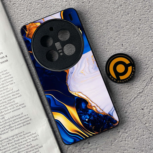 Vivo X200 Pro - Blue Golden Marble - Premium Metal  Printed soft Bumper shock Proof Case