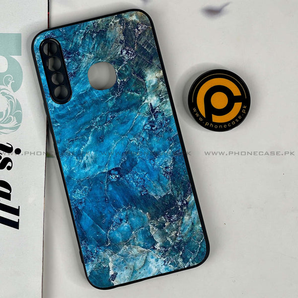 Infinix Hot 8 Lite - Blue Marble Design 10 - Premium Metal Printed soft Bumper Shock Proof Case CS-37714