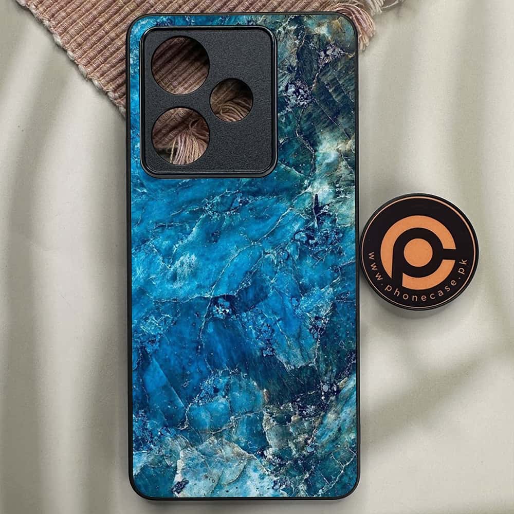 Realme GT 7 - Blue Marble Series - Premium Metal Printed soft Bumper shock Proof Case