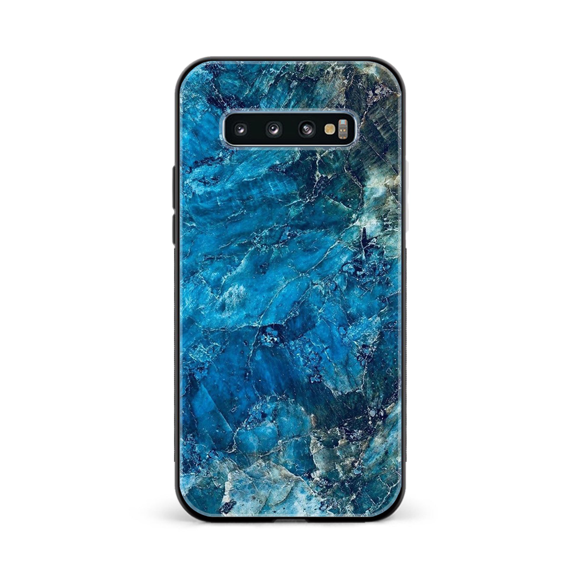 Galaxy S10 Plus - Blue Marble Series - Premium Printed Glass soft Bumper shock Proof Case