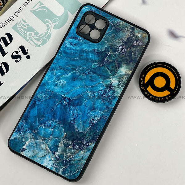 Samsung Galaxy A22 5G - Blue Marble Design 10 - Premium Printed Glass soft Bumper shock Proof Case CS-18177