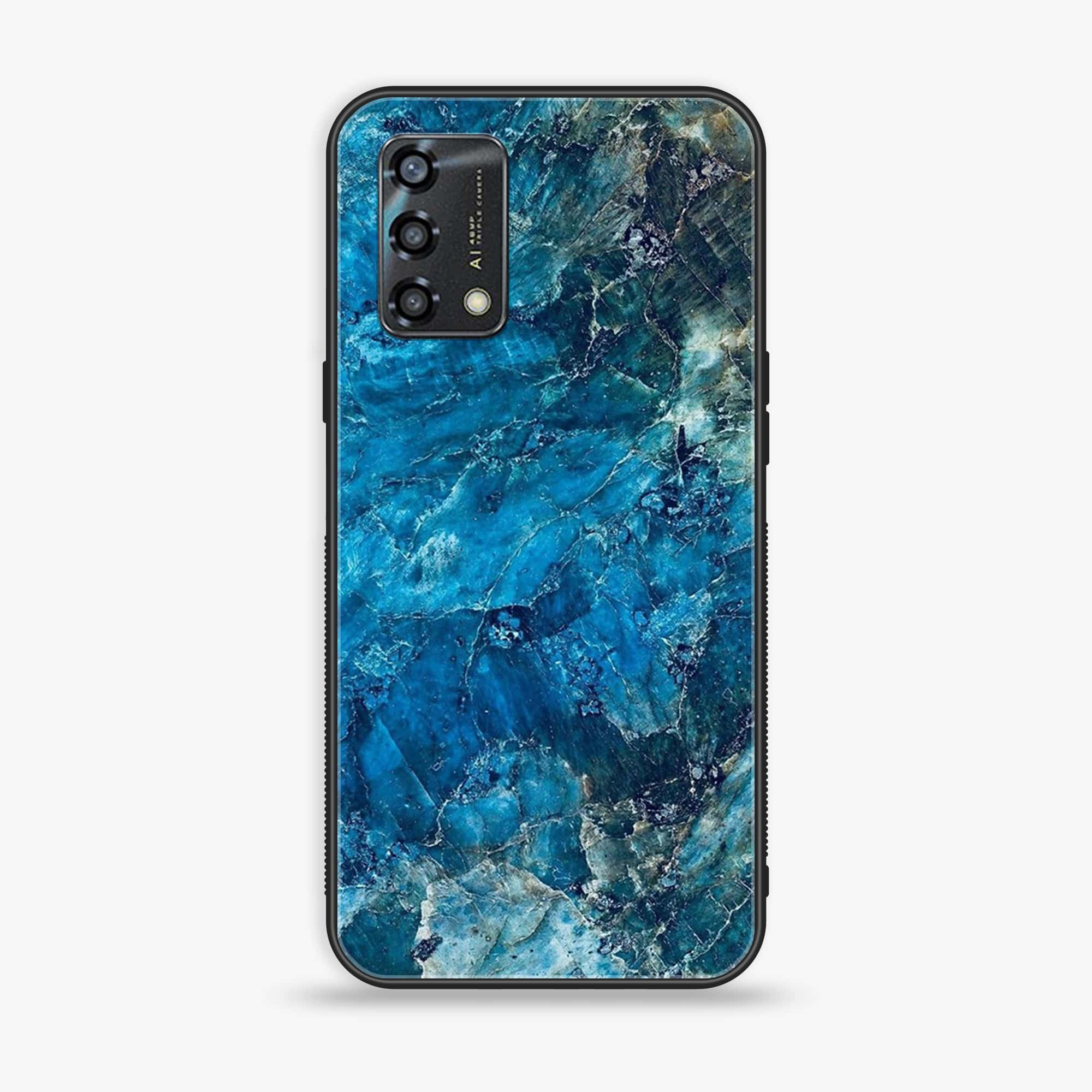 Oppo A95  - Blue Marble Series - Premium Printed Glass soft Bumper shock Proof Case