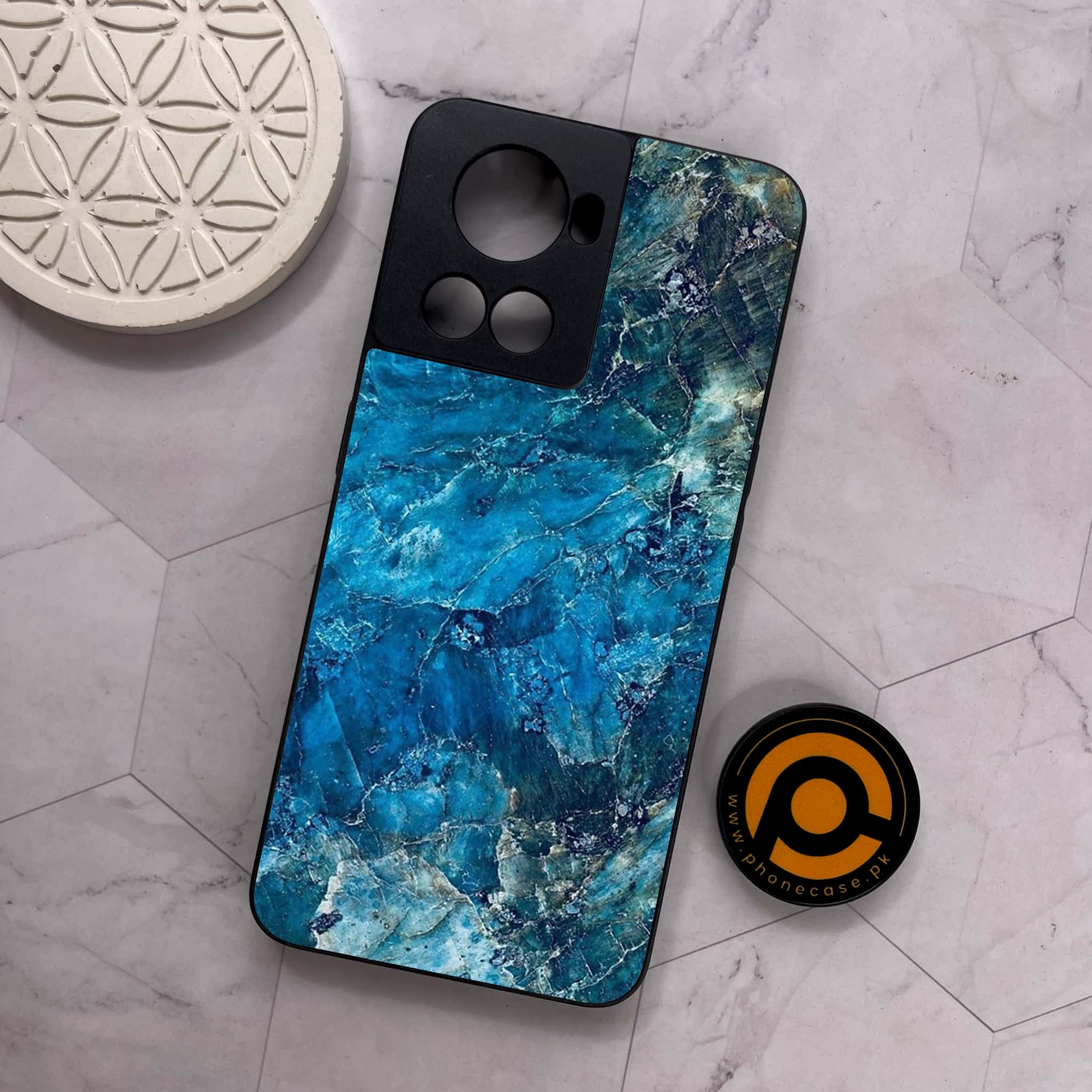 OnePlus 10R - Blue Marble Series - Premium Metal Printed soft Bumper shock Proof Case