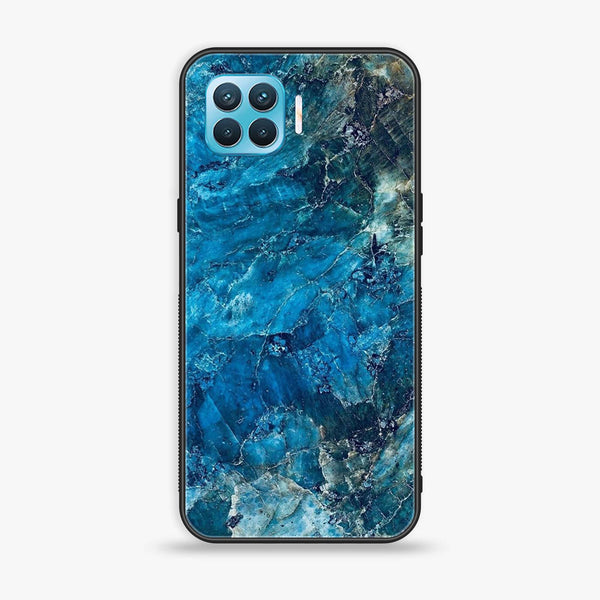 Oppo F17 Pro /A93 4G/ RENO 4 LITE  - Blue Marble Design 10- Premium Printed Glass soft Bumper shock Proof Case CS-12603