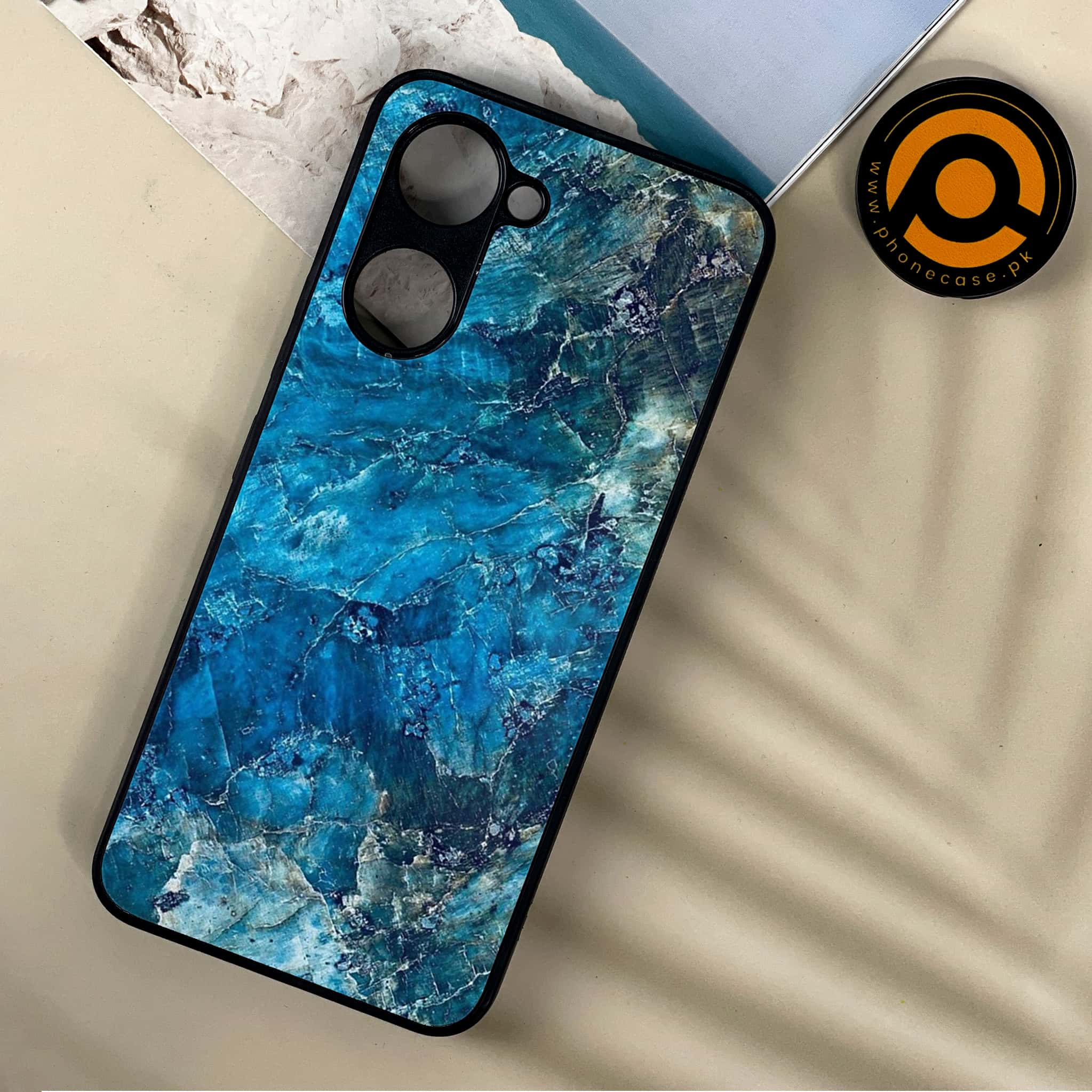 Vivo Y03 - Blue Marble Series - Premium Printed Metal soft Bumper shock Proof Case