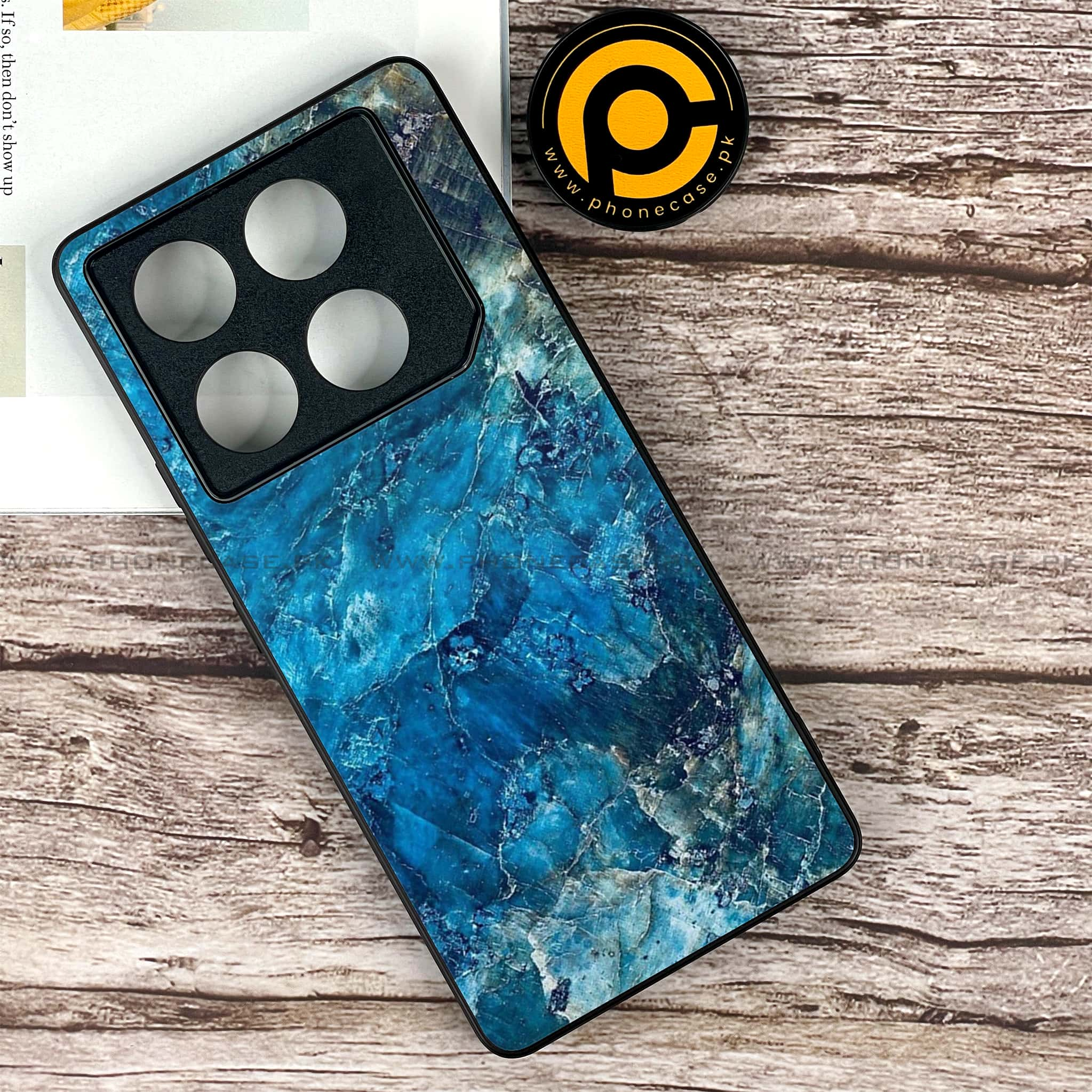 Infinix GT 20 Pro - Blue Marble Series - Premium Printed Glass soft Bumper shock Proof Case