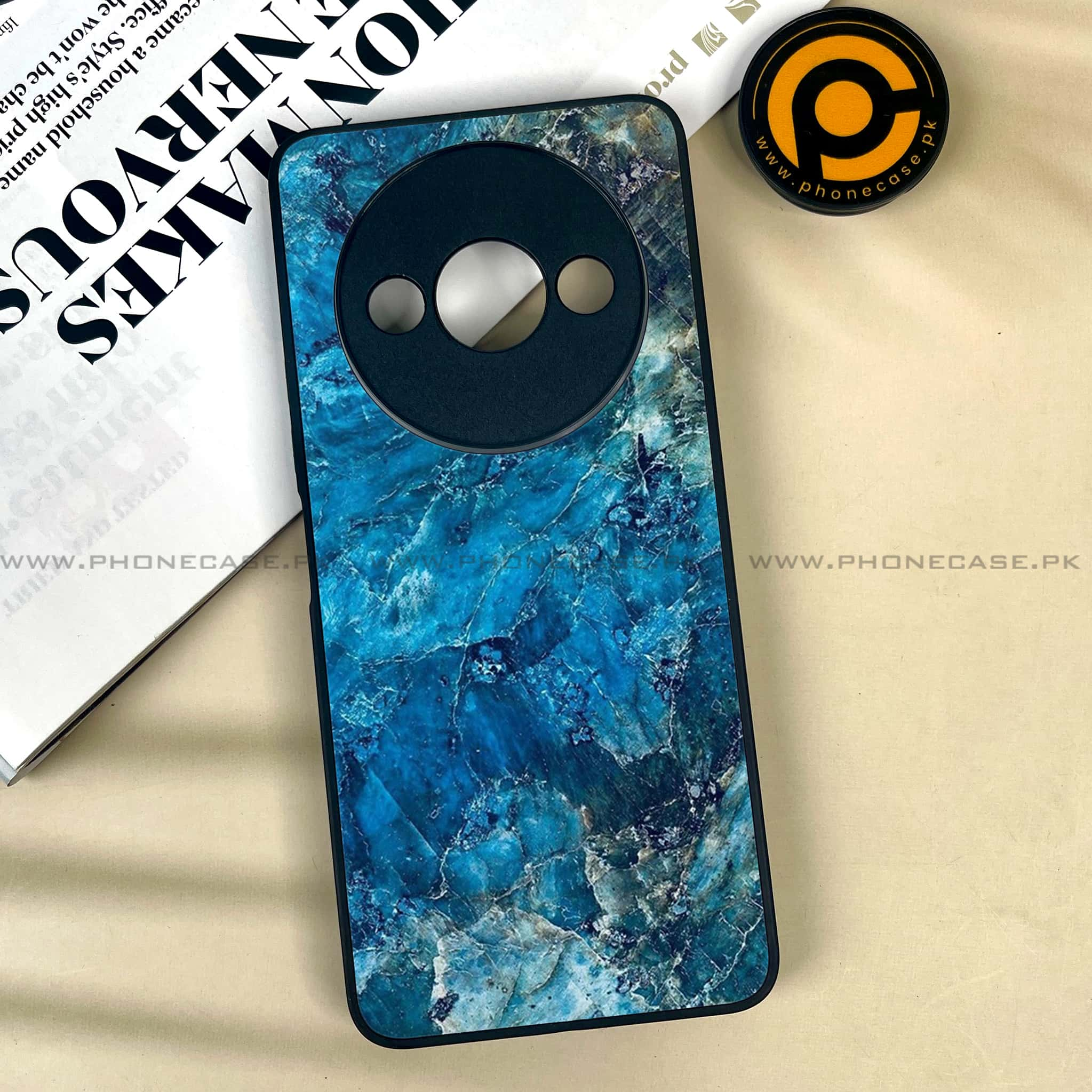 Xiaomi Redmi A3x - Blue Marble Series - Premium Printed Metal soft Bumper shock Proof Case