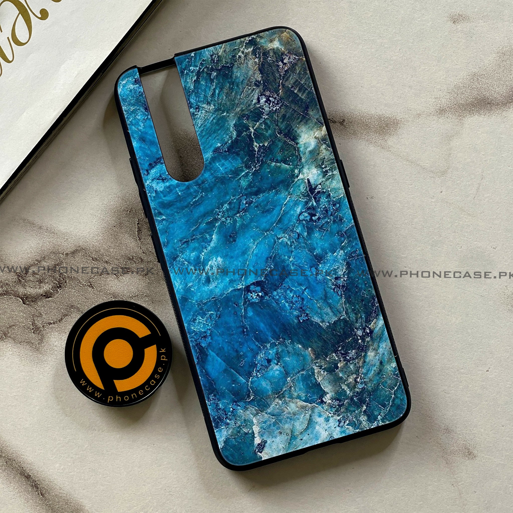 Vivo V15 Pro - Blue Marble Series - Premium Printed Glass soft Bumper shock Proof Case