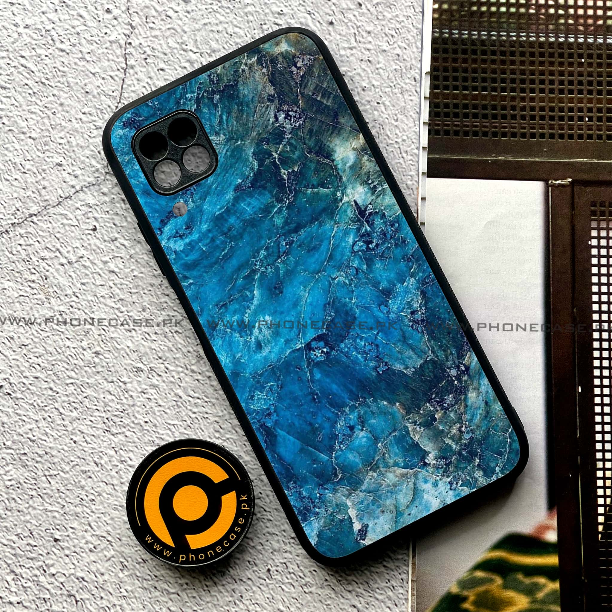 Huawei P40 Lite - Blue Marble Series - Premium Printed Glass soft Bumper shock Proof Case