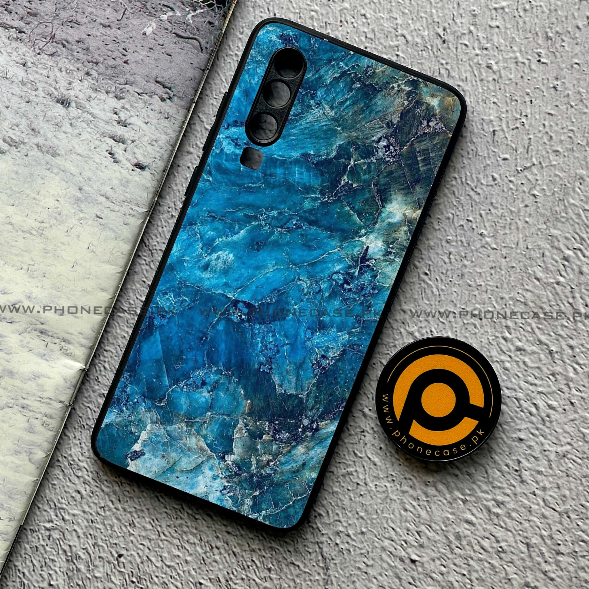 Huawei P30 - Blue Marble Series - Premium Printed Glass soft Bumper shock Proof Case