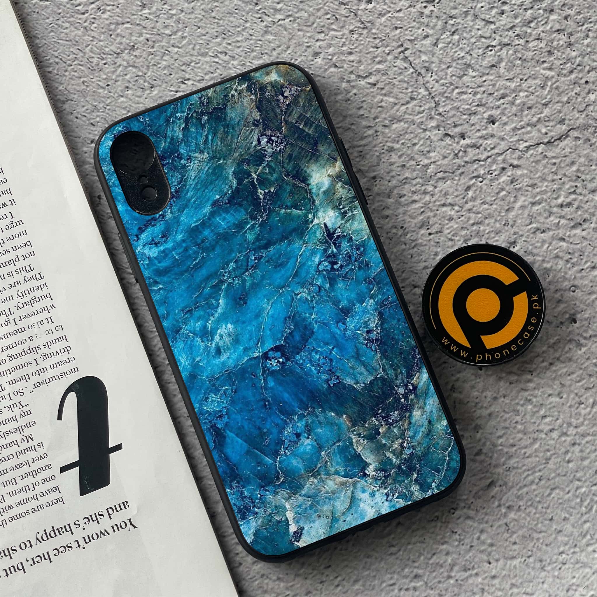 iPhone XR - Blue Marble Series - Premium Metal Printed soft Bumper shock Proof Case