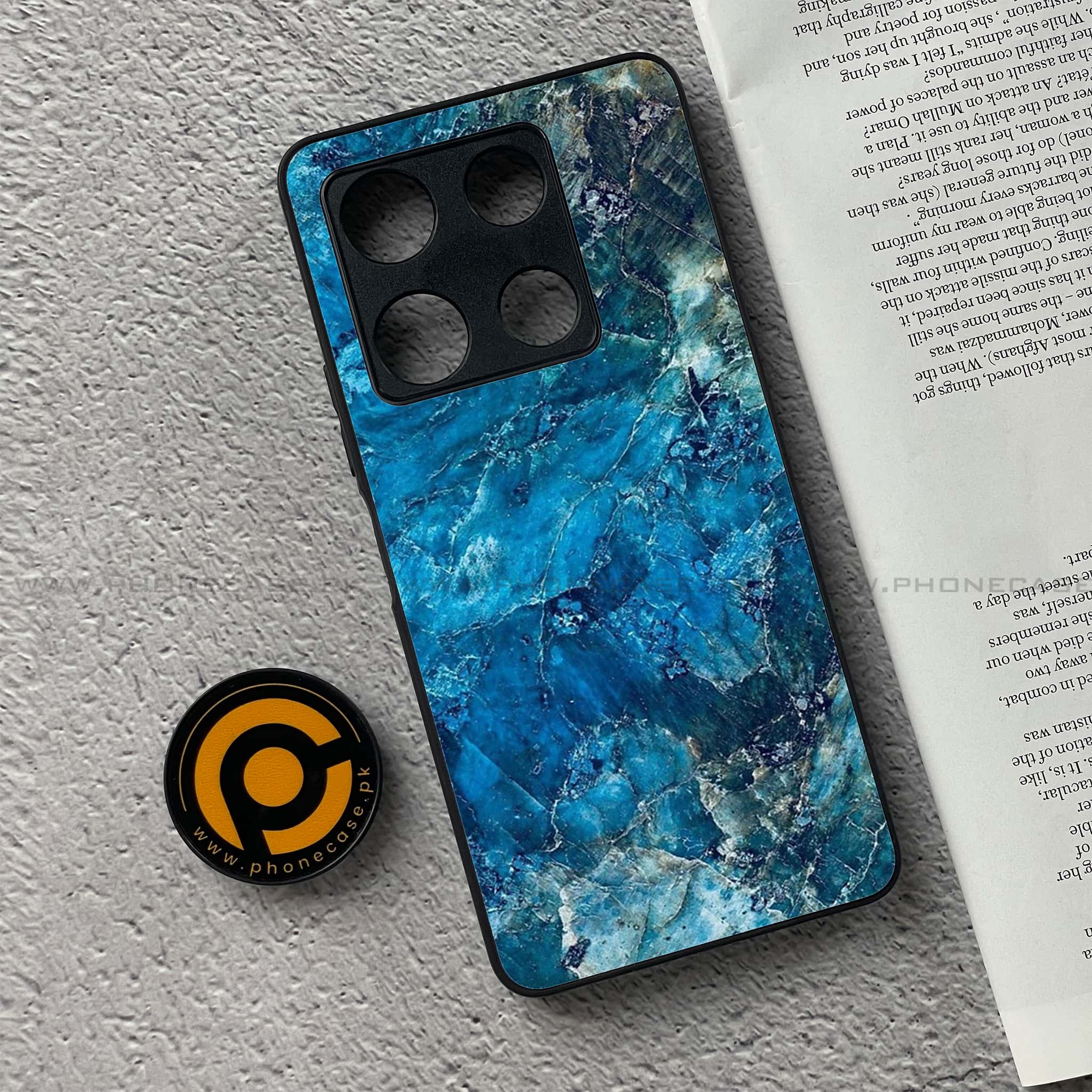 Infinix Note 30 Pro - Blue Marble Series - Premium Metal Printed soft Bumper shock Proof Case