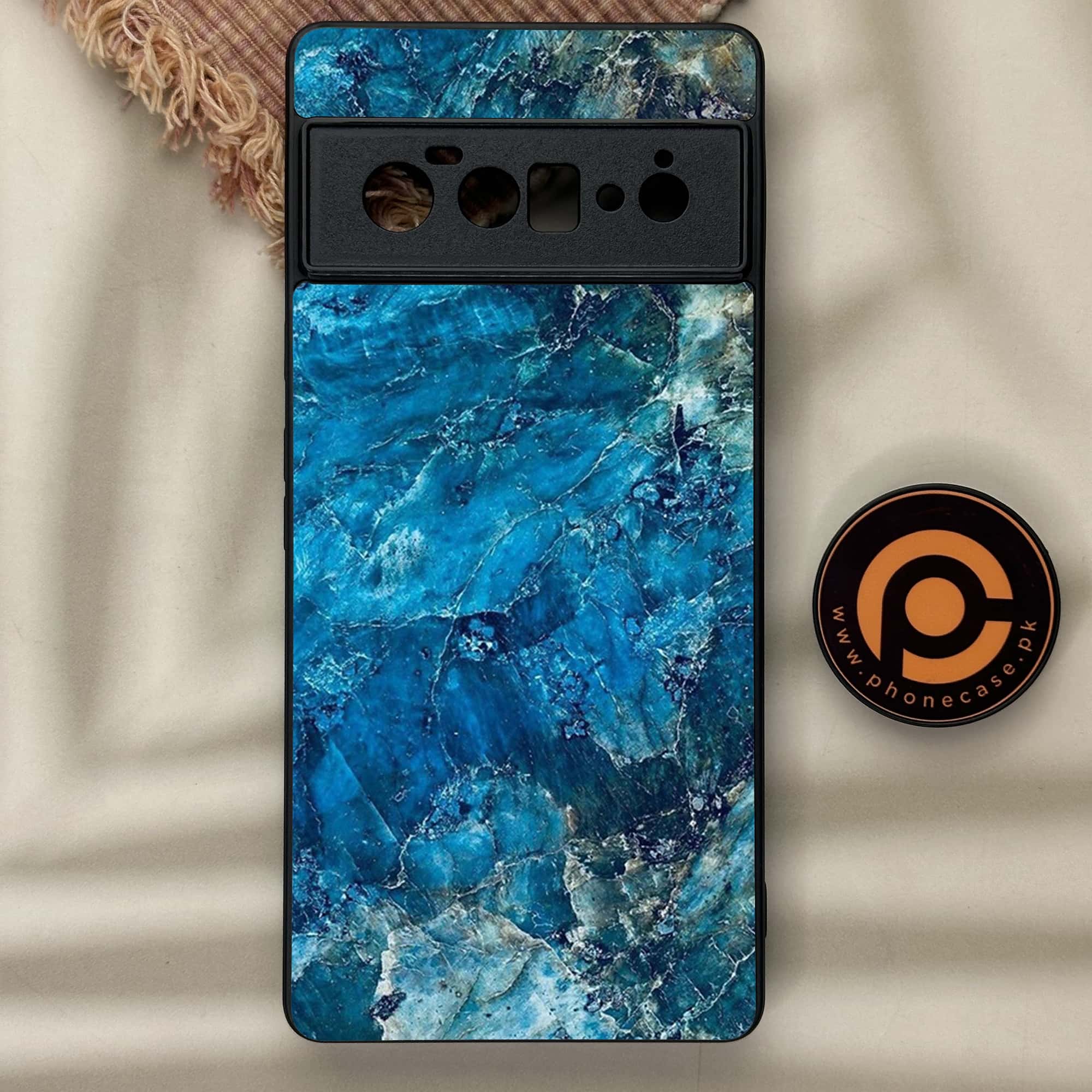 Google Pixel 6 Pro- Blue  Marble Series - Premium Metal Printed soft Bumper Shock Proof Case