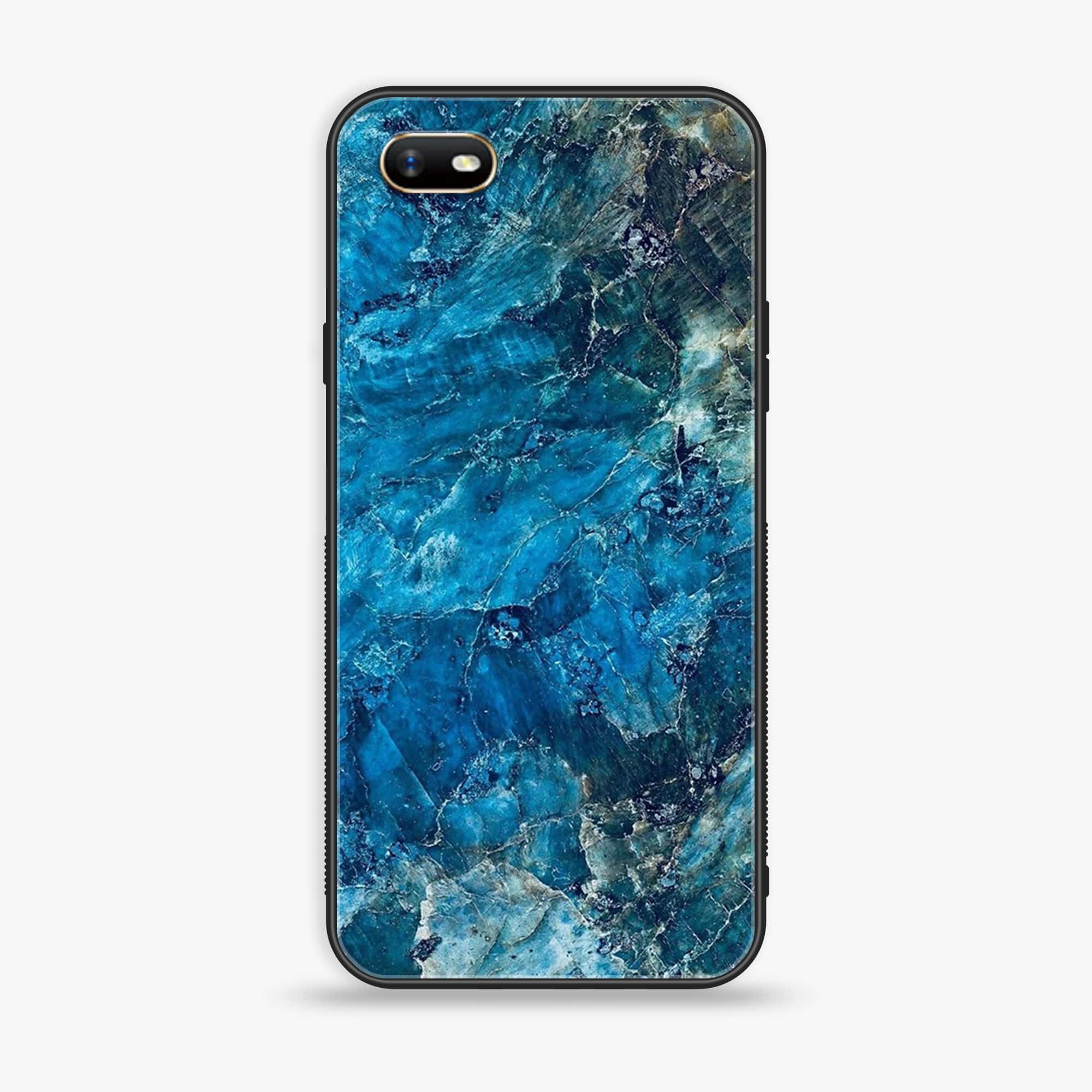 Oppo A1k - Blue Marble Series - Premium Printed Glass soft Bumper shock Proof Case