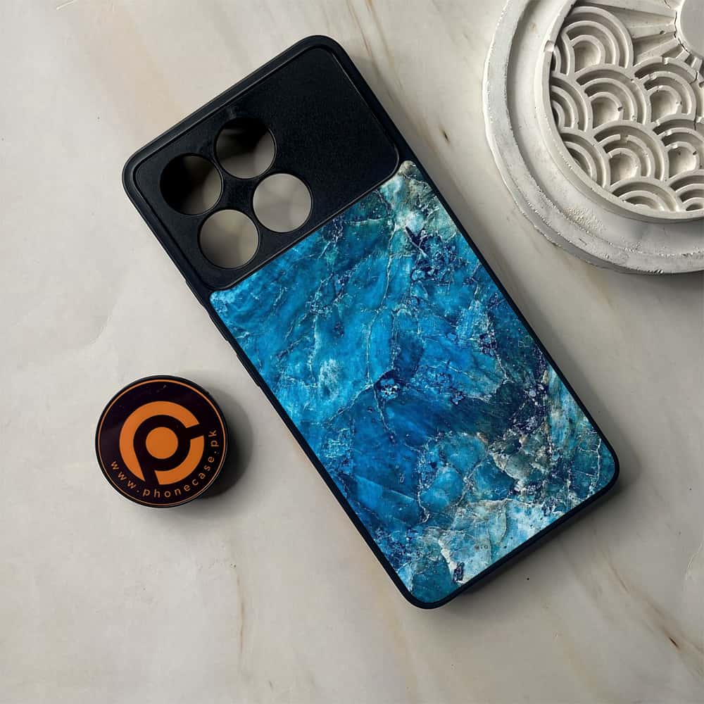 Xiaomi Poco F6 Pro - Blue Marble Series - Premium Metal Printed soft Bumper shock Proof Case