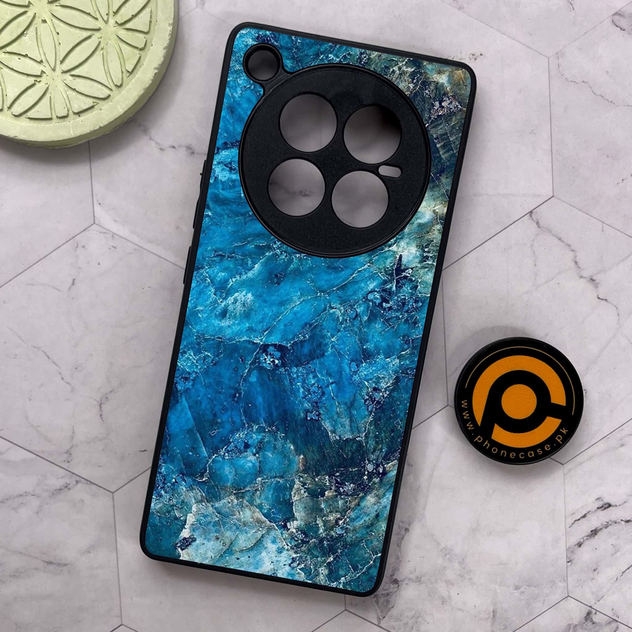 Infinix Zero 40 5G - Blue Marble Series - Premium Metal Printed soft Bumper shock Proof Case
