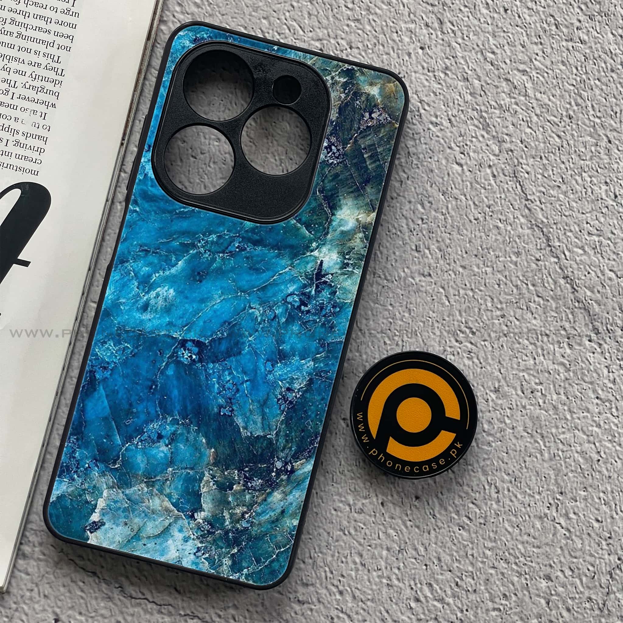 Infinix Smart 8 Pro - Blue Marble Series - Premium Metal Printed soft Bumper shock Proof Case