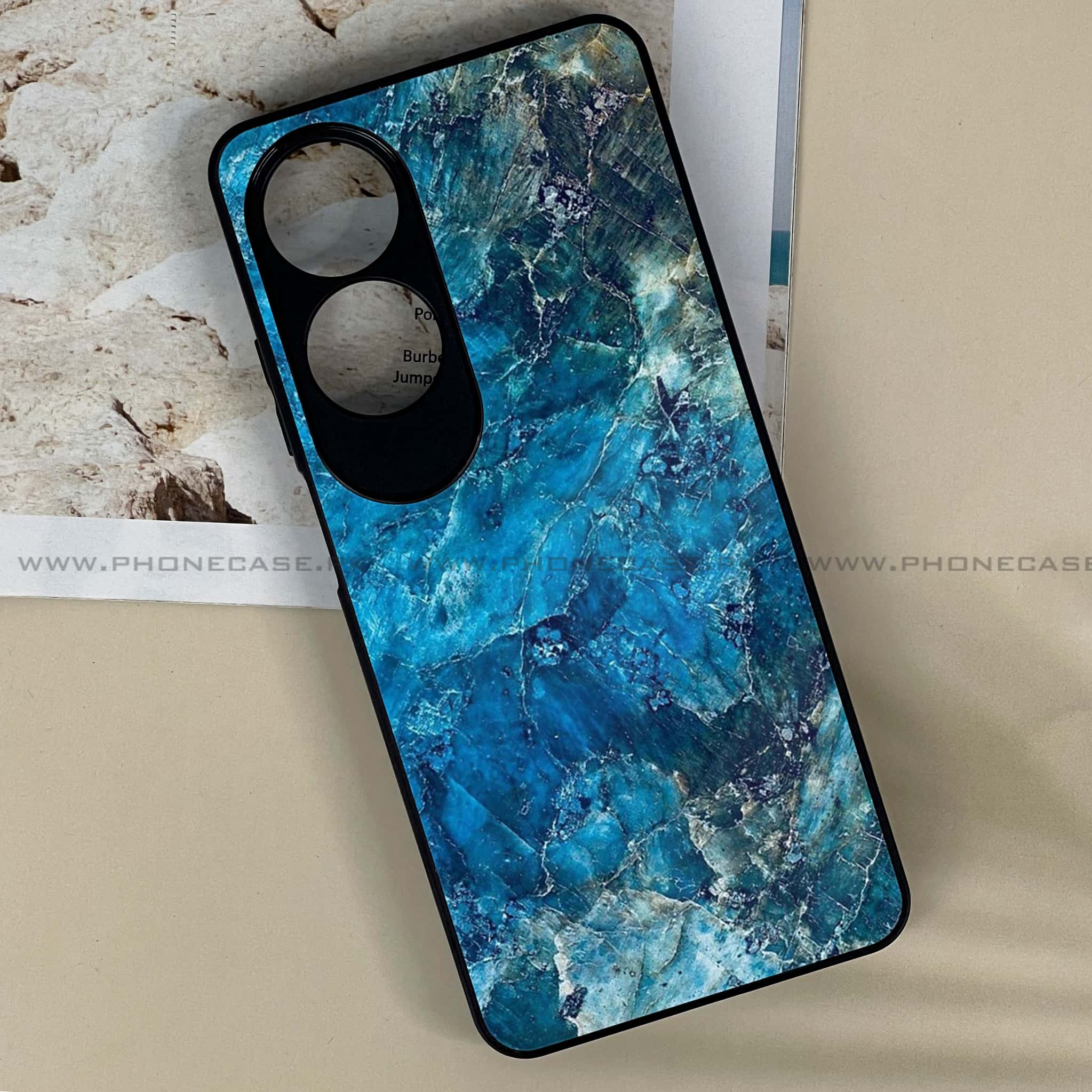 Oppo A60 - Blue Marble Series - Premium Printed Metal soft Bumper shock Proof Case