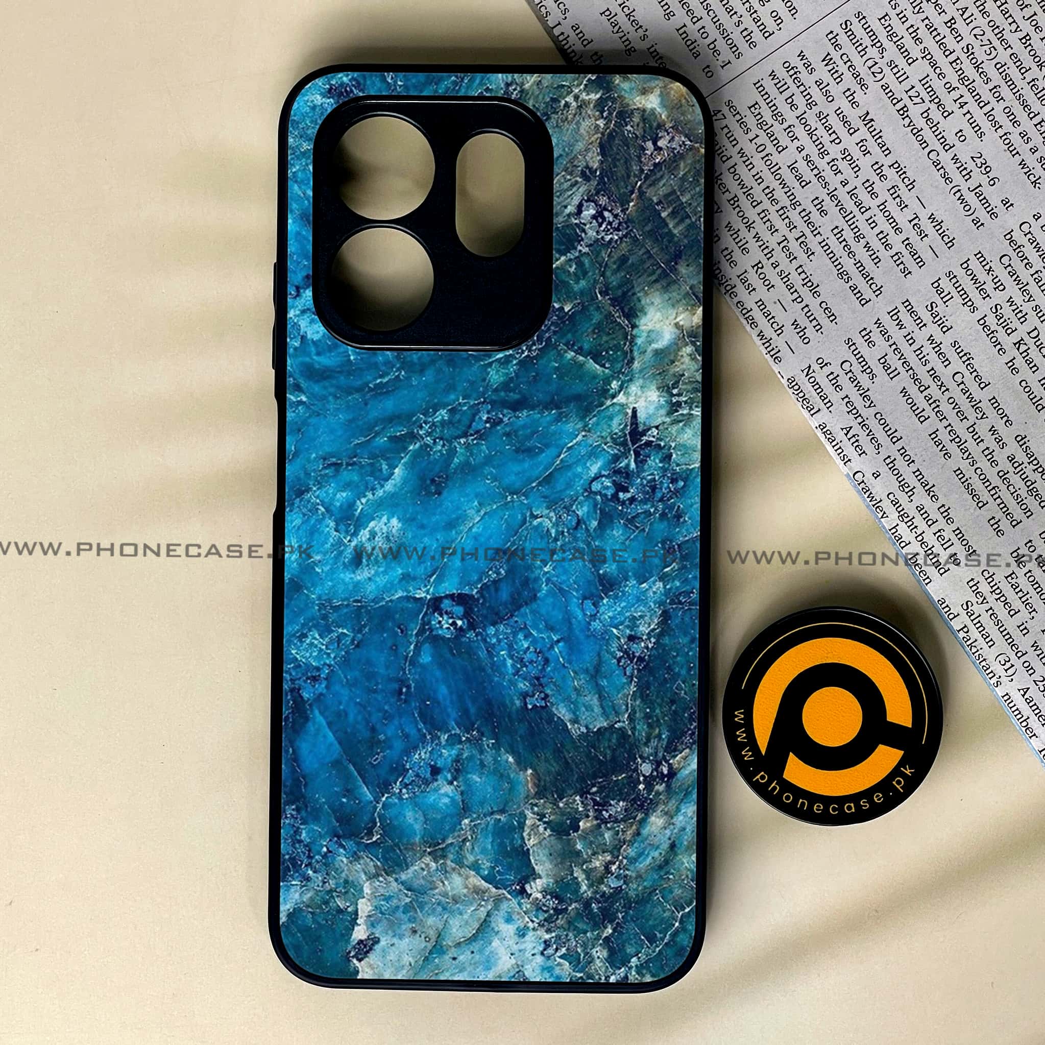 Infinix Smart 9 HD - Blue Marble Series - Premium Metal Printed soft Bumper shock Proof Case
