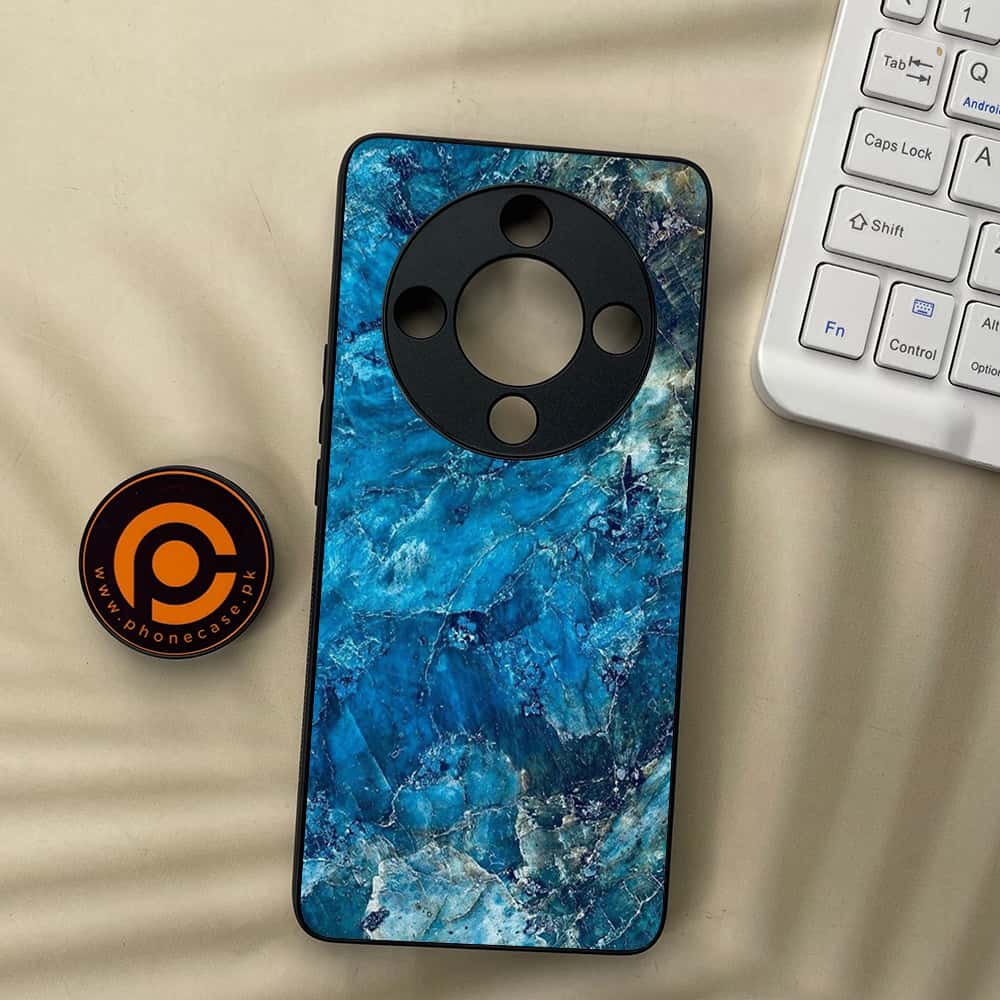 HONOR X9b 5G - Blue Marble Series - Premium Metal  Printed soft Bumper shock Proof Case