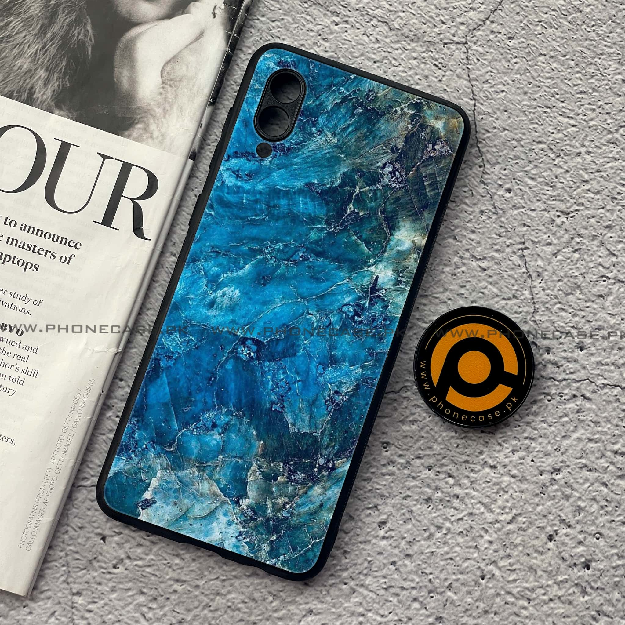 Samsung Galaxy A02 - Blue Marble Series - Premium Printed Metal soft Bumper shock Proof Case