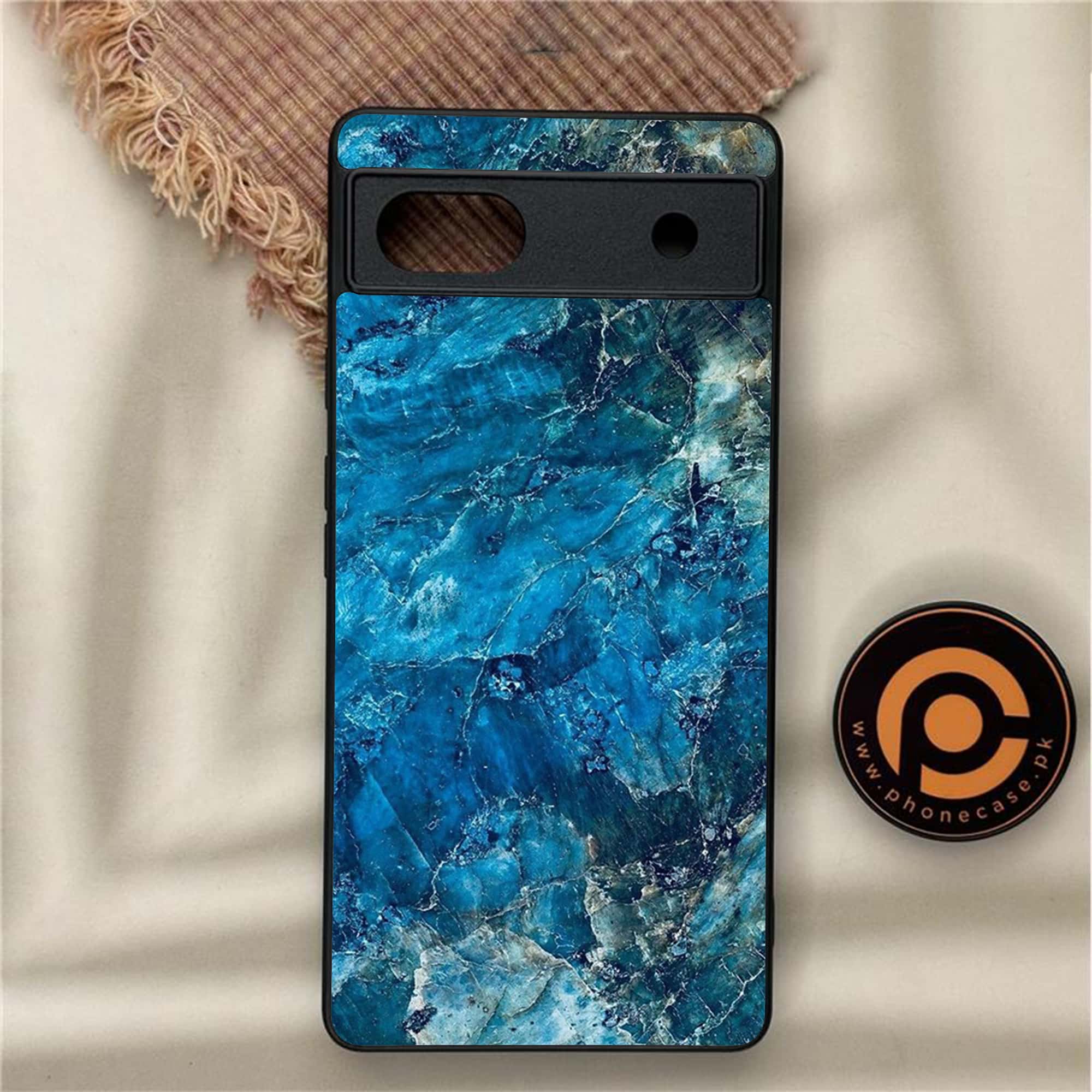 Google Pixel 6A - Blue Marble Series - Premium Metal Printed soft Bumper Shock Proof Case