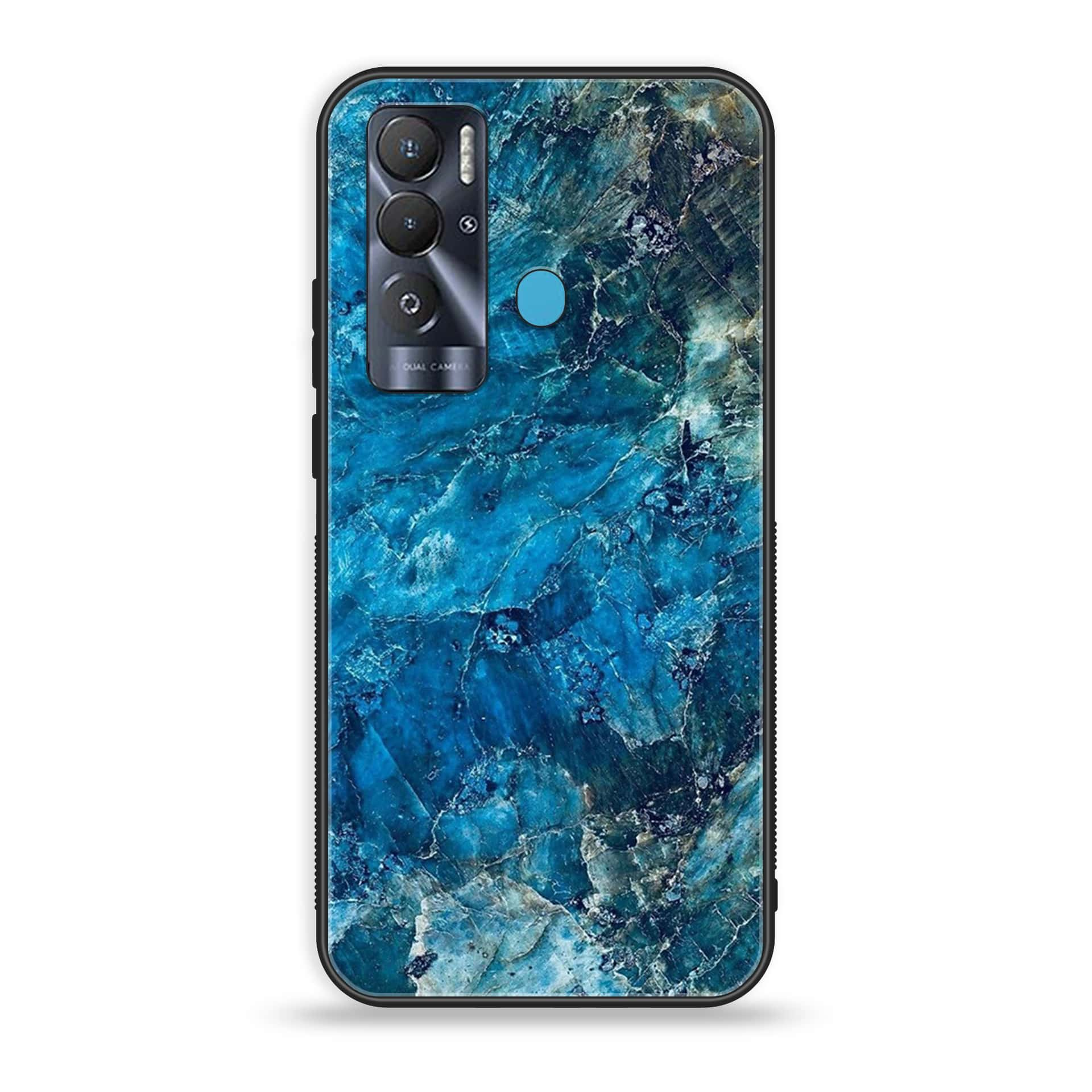 Tecno Pova Neo Blue Marble Premium Printed Glass soft Bumper shock Proof Case