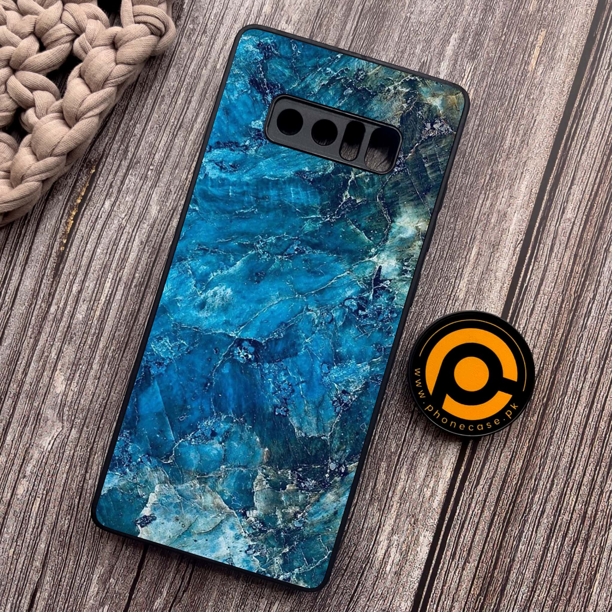 Samsung Galaxy Note 8 - Blue Marble Series - Premium Metal Printed soft Bumper shock Proof Case