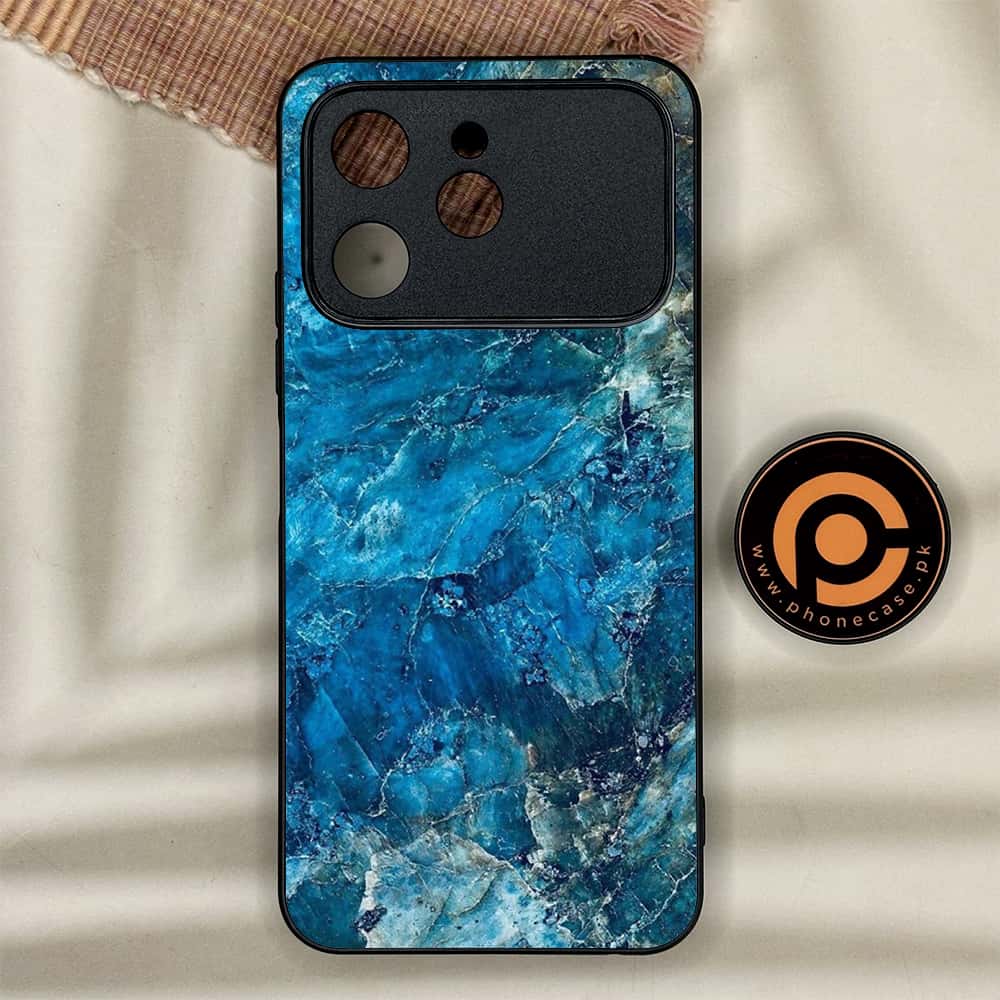 Tecno Spark 40 - Blue Marble Series - Premium Metal Printed soft Bumper shock Proof Case