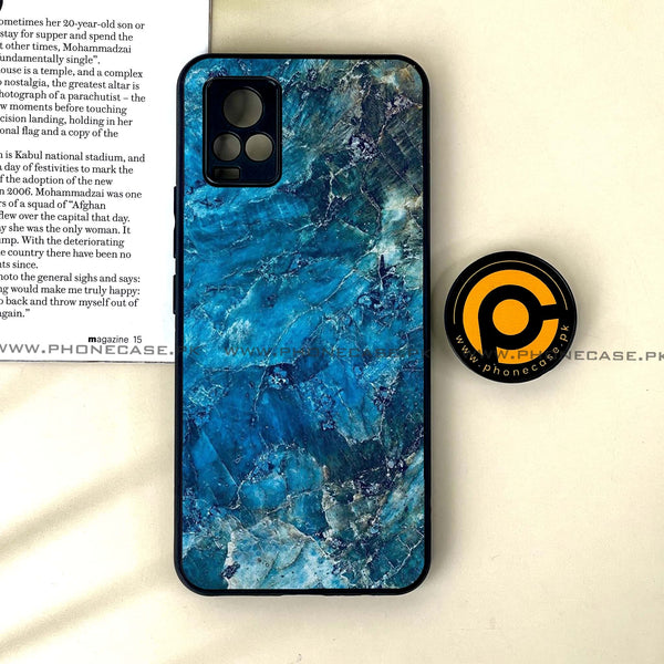 Vivo V20 - Blue Marble Design 10 - Premium Printed Glass soft Bumper shock Proof Case CS-28143