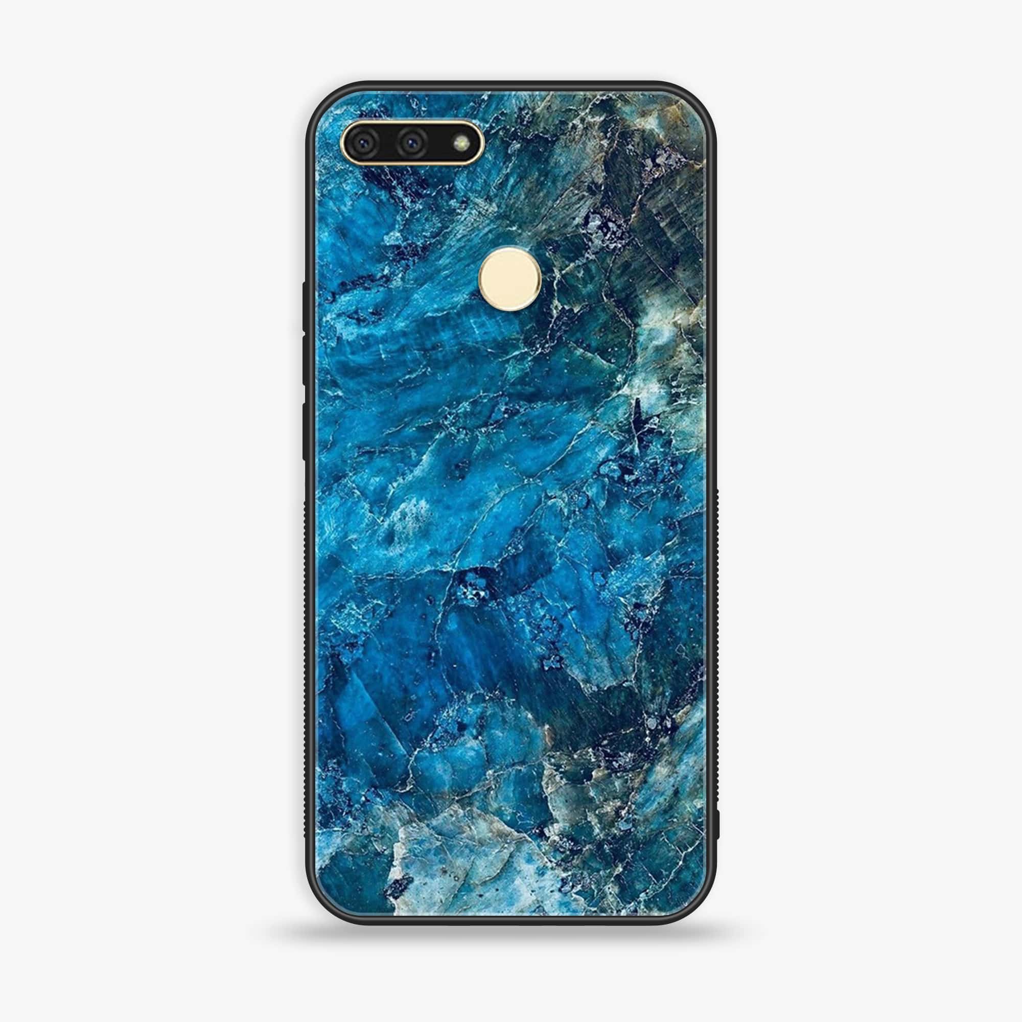 Honor 7A -  Blue Marble Series - Premium Printed Glass soft Bumper shock Proof Case