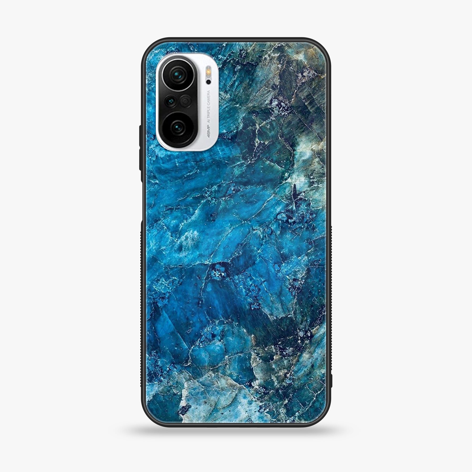 Xiaomi Poco F3 - Blue marble Series - Premium Printed Glass soft Bumper shock Proof Case