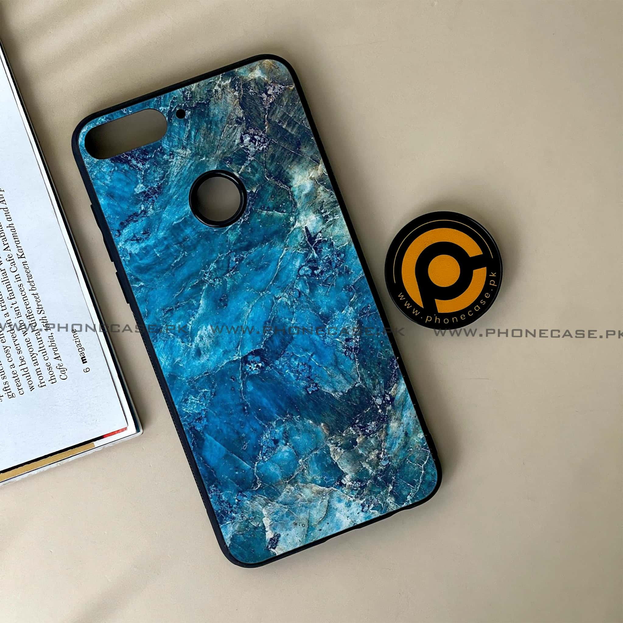 Huawei Y7 Prime (2018) - Blue Marble Series - Premium Printed Glass soft Bumper shock Proof Case