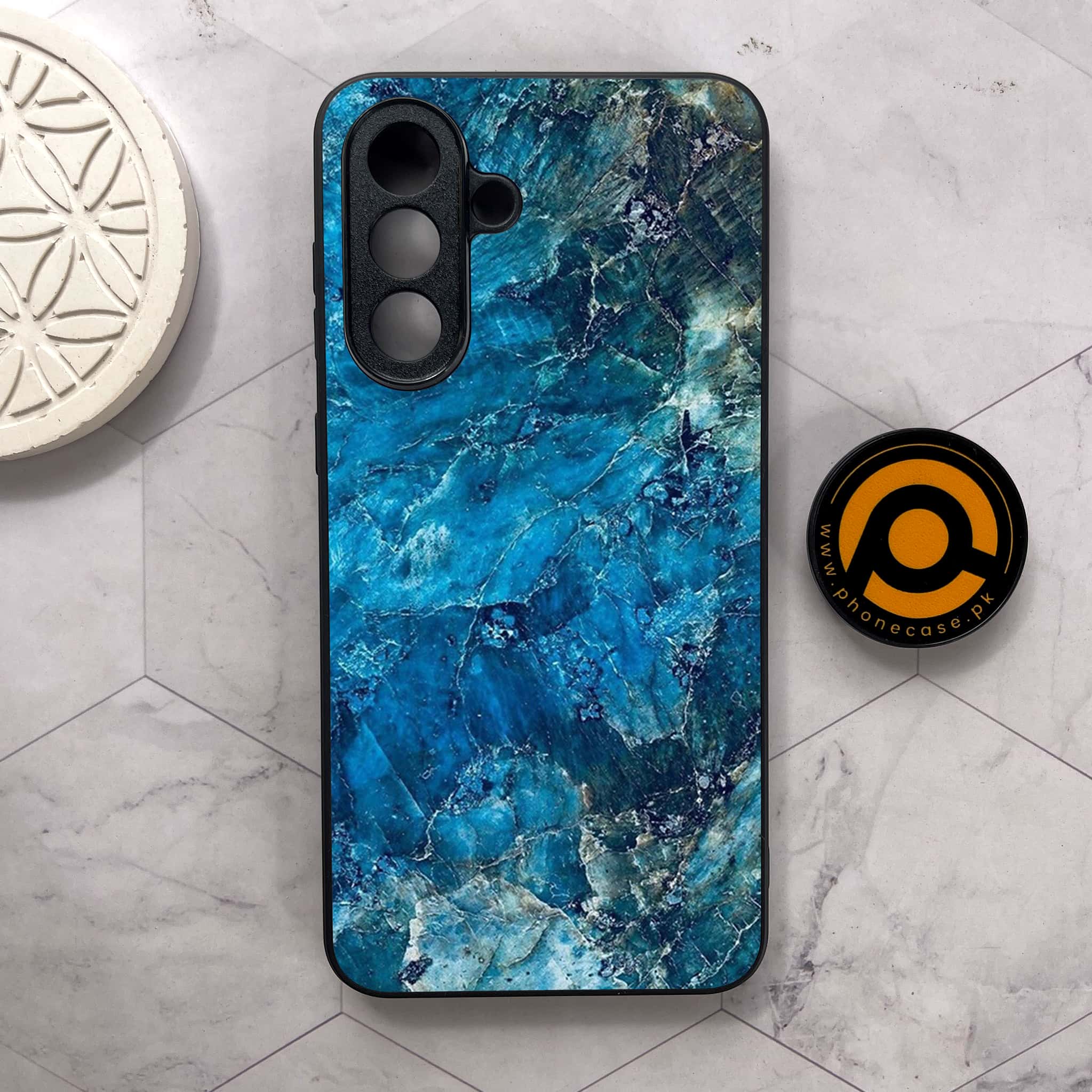 Samsung Galaxy A26 5G -  Blue Marble Series - Premium Metal Printed soft Bumper shock Proof Case