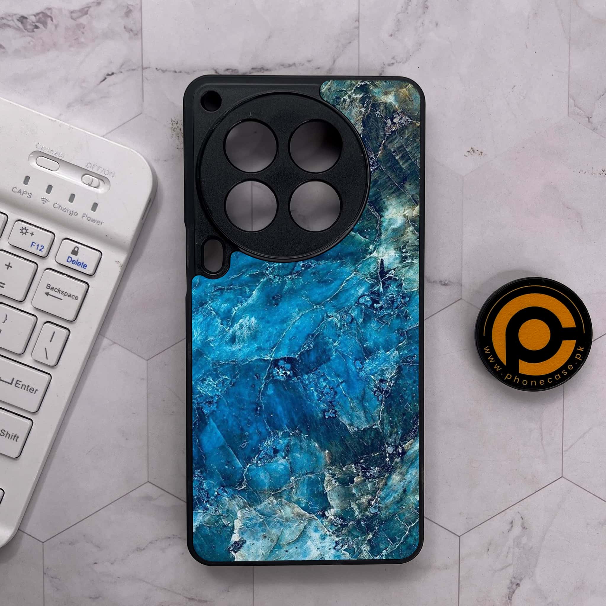 Tecno Camon 30 Premier - Blue Marble Series - Premium Metal Printed soft Bumper shock Proof Case