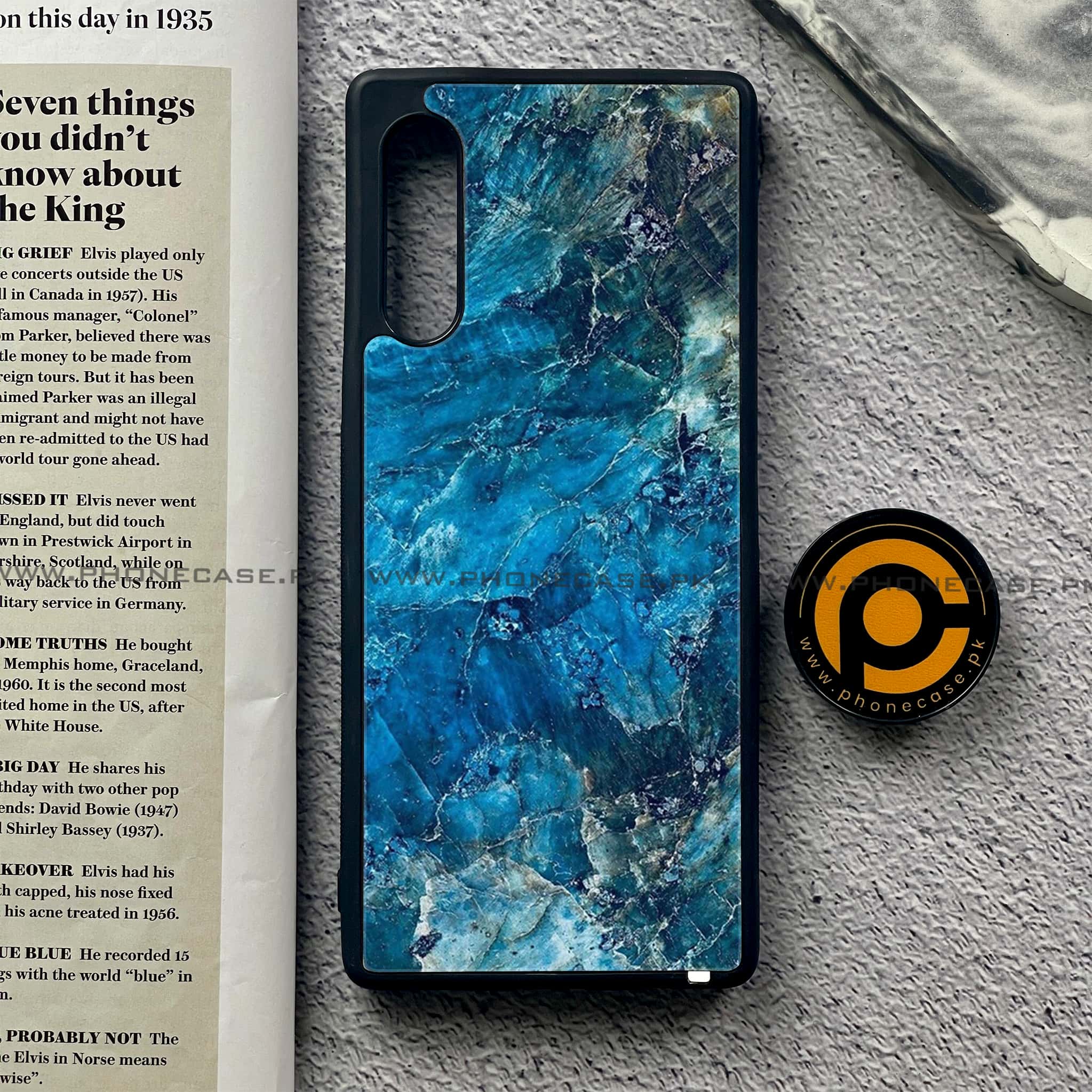LG G9 - Blue Marble Series - Premium Printed Glass soft Bumper shock Proof Case