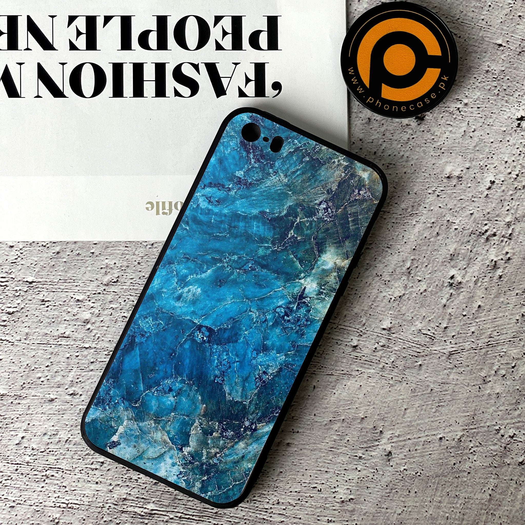 iPhone 5/5c/5s - Blue Marble Series - Premium Printed Glass soft Bumper shock Proof Case