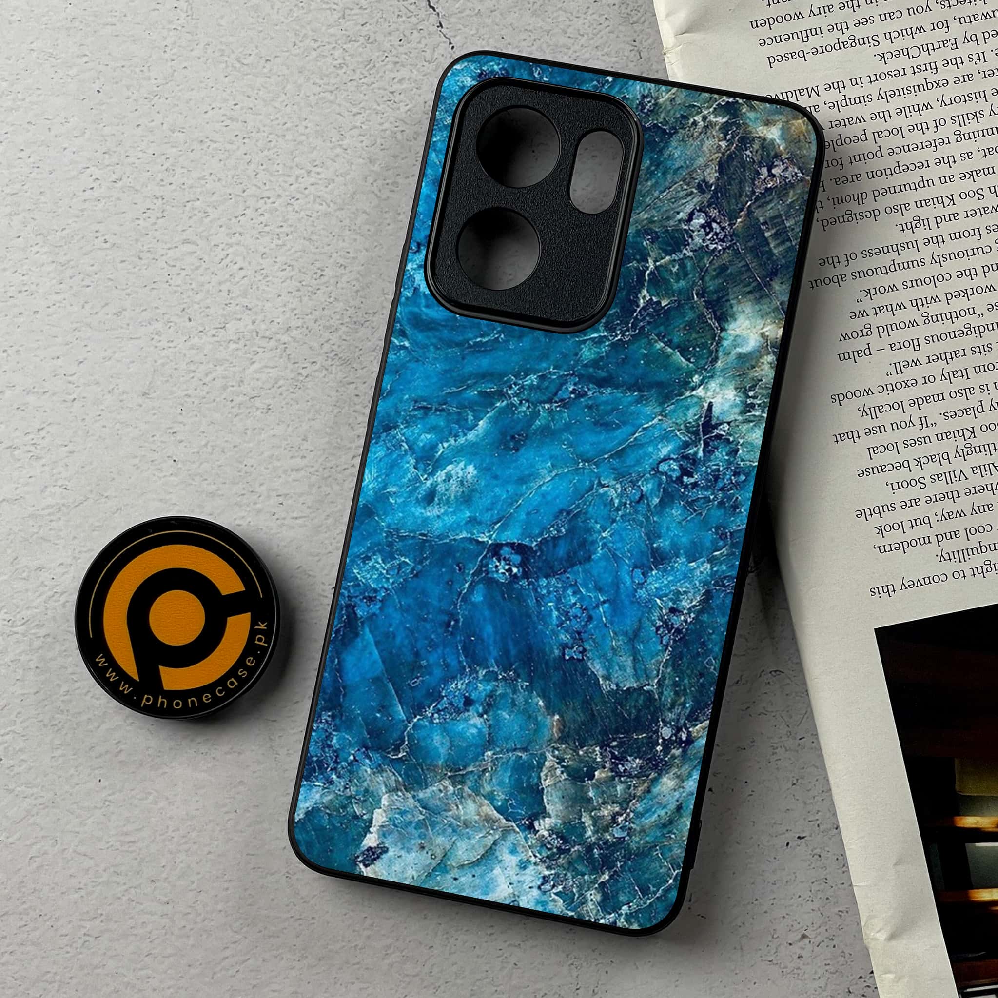Oppo Reno 13F - Blue Marble Series - Premium Metal Printed Soft Bumper Shockproof Case